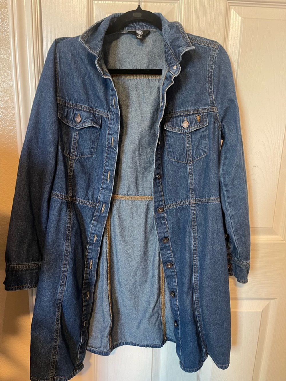 Frye Blue Long Denim Jacket Dress